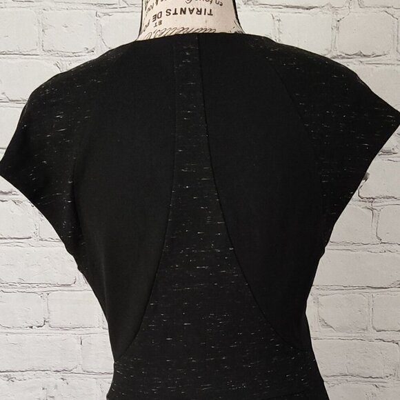Aritzia Wilfred black panels Fit & Flare Cap Sleeve Dress sz 8 Skater - Picture 4 of 9